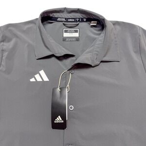 Adidas AEROREADY Polo Shirt Mens Medium Gray M Tor Button Up Training New Sample